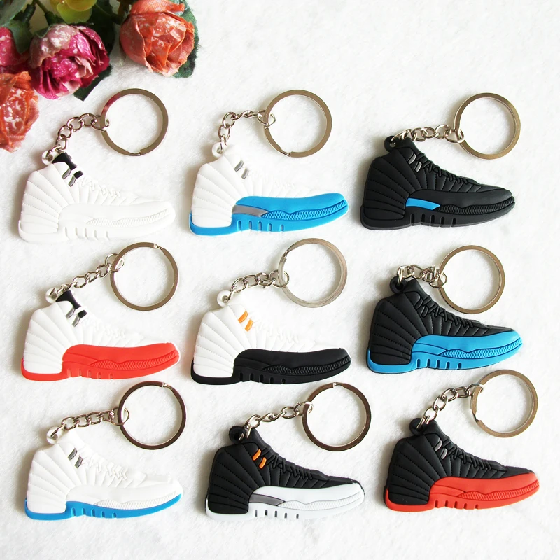 

Mini Silicone Shoes Jordan 12 Keychain Key Chain Sneaker Car Key Holder Woman Men Bag Charm Accessories Key Rings Pendant Gifts