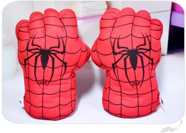 1pair Hulk Spider-Man Plush Hands Boxing Fist Glove Cosplay Props Kids Toys Gift 