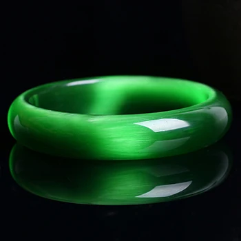Настоящий яркий зеленый натуральный камень кошачий глаз, Кристальный браслет для женщин, подарок на удачу, помощь браку, Кристальный браслет, ювелирное изделие, JoursNeige - Окраска металла: 60mmB15
