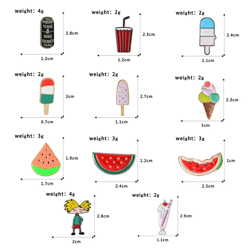 Летние фруктовые арбузы летние мягкие напитки металлические броши мороженое красивый мальчик для ледяного лета клизмы