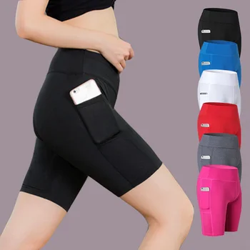 

Quick Dry Running Shorts Women Compression Gym Shorts Elastic Workout Athletic Shorts With Pocket Feminino Fitness Yoga Shorts