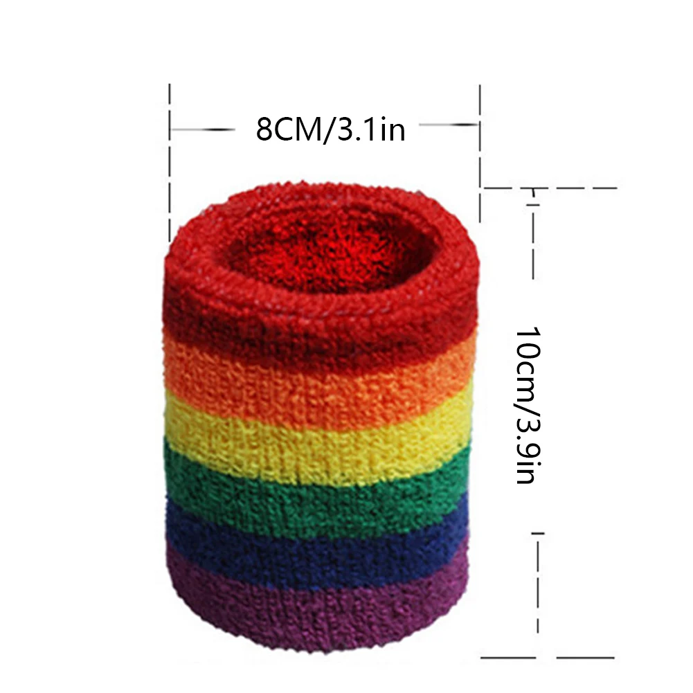 Пара радужных напульсников, цветные, впитывающие пот, спортивные, шесть цветов, напульсники для полотенец, баскетбола, бадминтона, защита на запястье