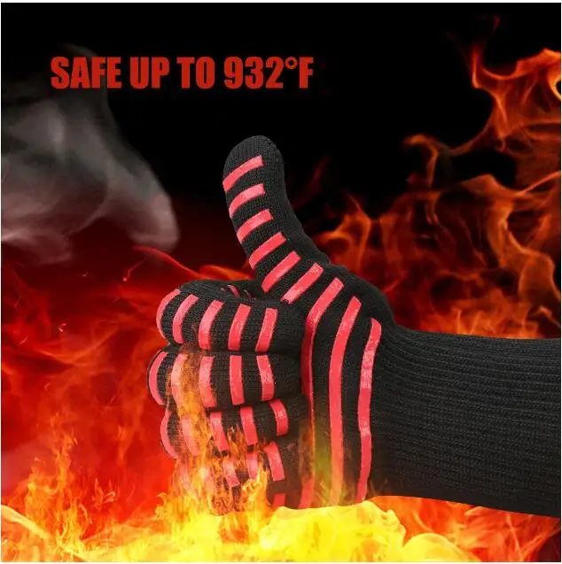 Best Price High temperature 500 800 degrees BBQ flame retardant non-slip fireproof grill insulation Microwave oven gloves