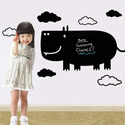 DIY мультфильм Blackboard ПВХ стикер на стену животное носорог мел доска s домашняя