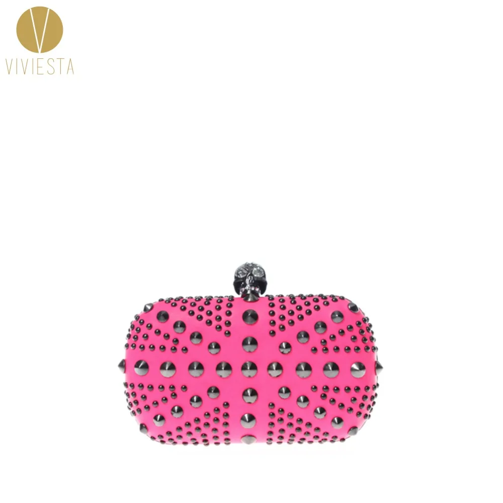 

SKULL HEAD STUDDED UNION JACK BOX CLUTCH - 2018 Gothic Punk British Flag Studs Rivet Hard Case Evening Party Crossbody Chain Bag