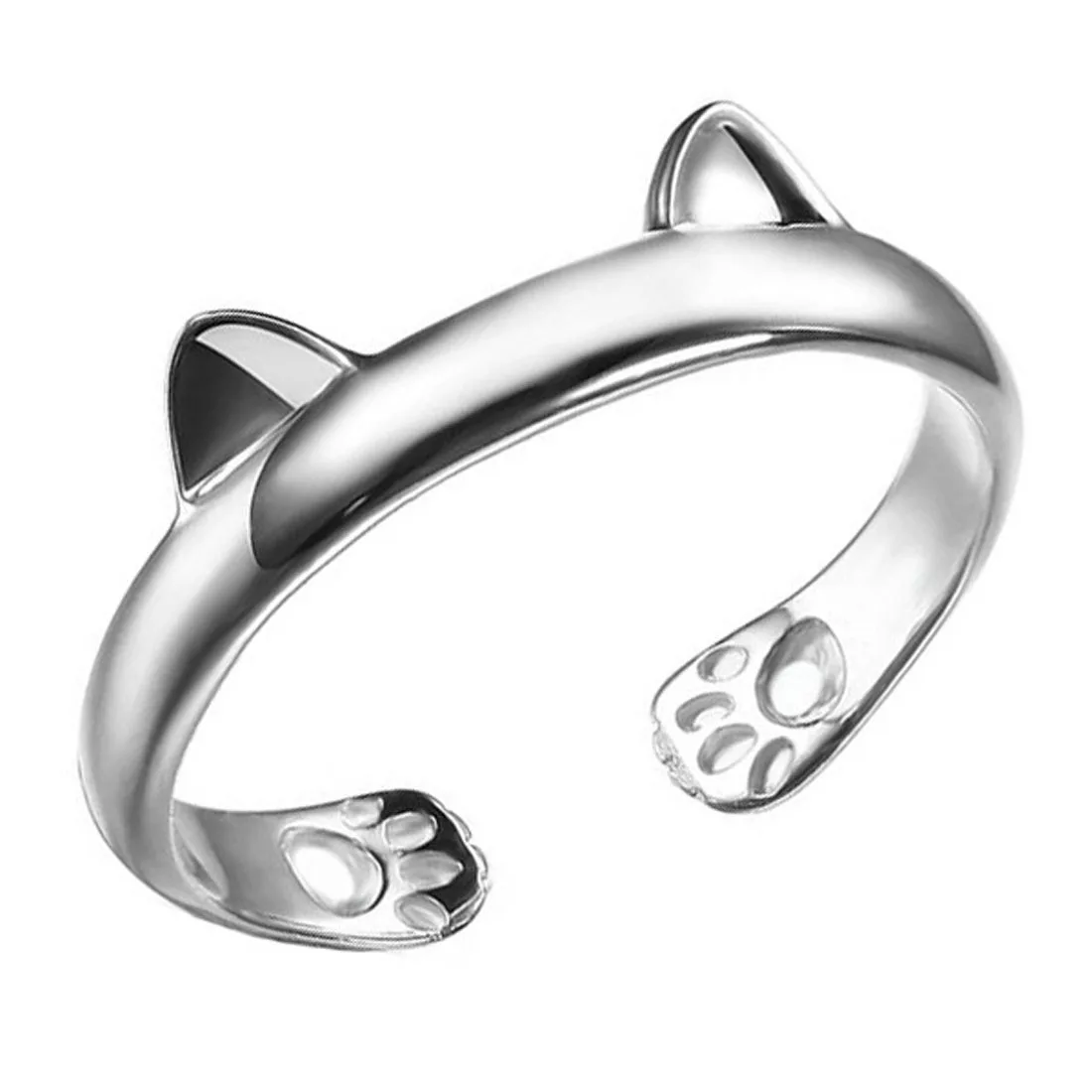 

Adjustable Ring Cat opening ring Silver Plated Cat's Ear Ring Cute Design Fashion Cat Ring Jewelry For Women And Girl's Gifts