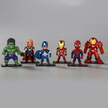 

6pcs/set Avengers Iron Man Anti-hulk Spider-Man American Captain action figure toys collection