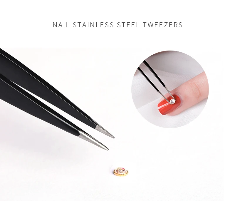 Stainless Steel Tweezers Nail Art Decoration Tool Picking Rhinestones Gem Decoration DIY Manicure High Quality Tool