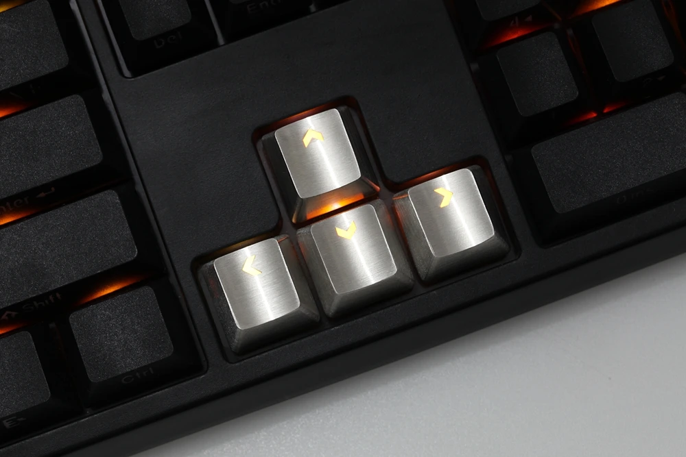 Günstige Teamwolf edelstahl MX Keycap silber farbe metall keycap für mechanische tastatur gaming schlüssel pfeil schlüssel licht durch zurück lit