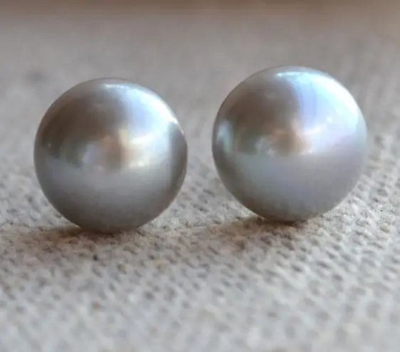 

Pearl Earrings,Gray Color AAA 9MM Freshwater Pearl 925 Silver Stud Earring