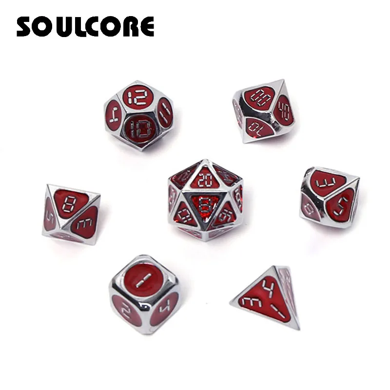 

d&d rpg metal dice set dnd polyhedral solid dungeons and dragons digital red dices table games Zinc alloy pattern d20 6 10 8 12
