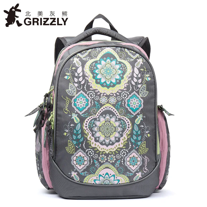 

GRIZZLY Children Backpack Orthopedic Waterproof Primary School bags Waterproof Nylon Multifunctional Backpack for Grade 1-4