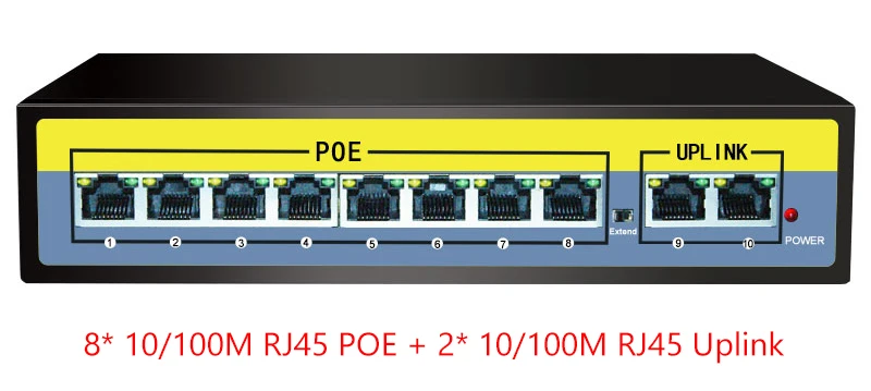 2 + 8 портов 100 Мбит/с PoE коммутатор адаптер питания через Ethernet IEEE 802.3af/at для камер AP VoIP Встроенная Мощность 120 Вт выключатель инъектор