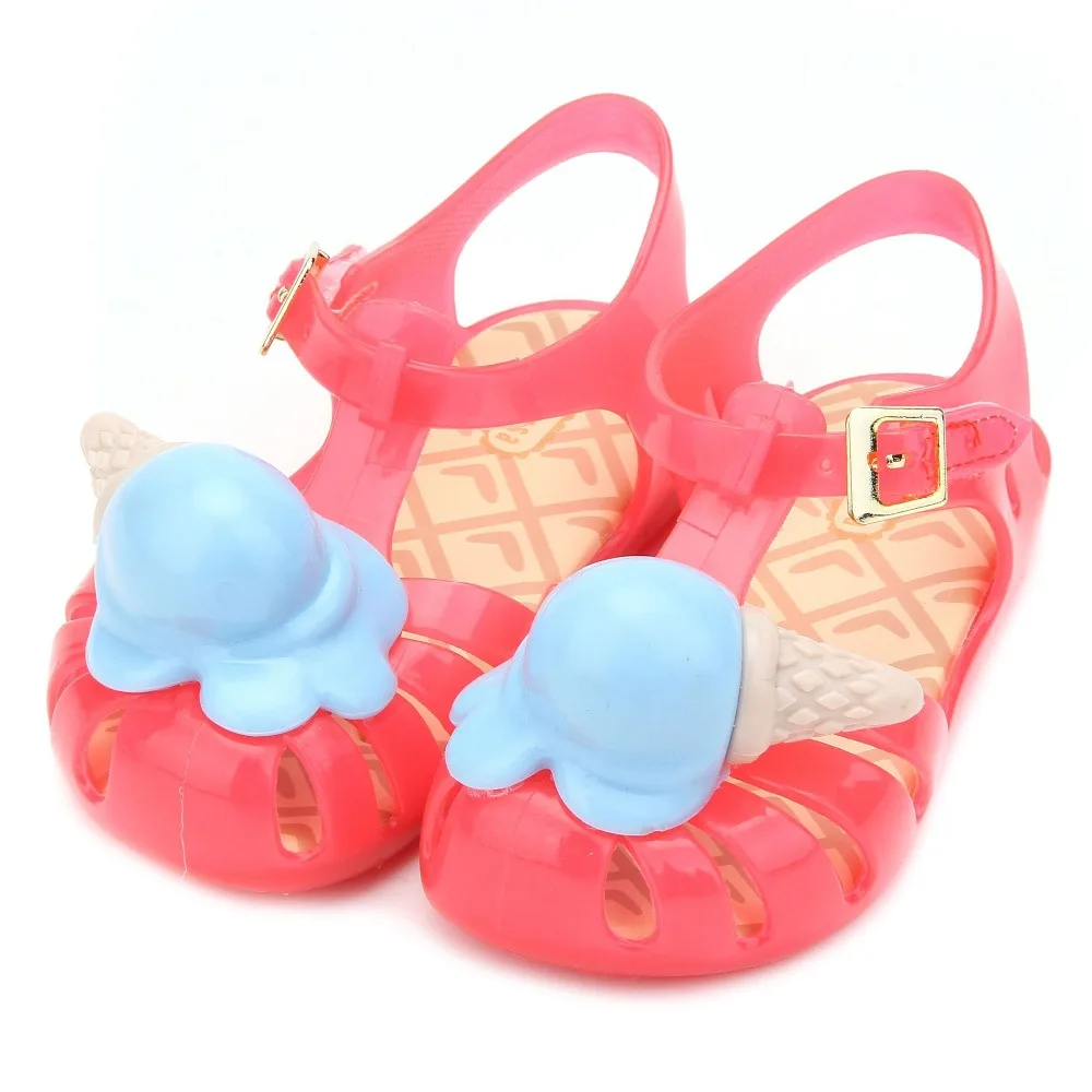 Mini Melissa Ice Cream Girl Sandals 2018 Summer Sandals Rain Shoes