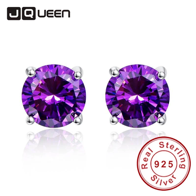 

New 4.6g 925 Silver Trendy Earrings Wedding Set Amethyst Purple Pierced Earrings Ear Studs for Wedding Engagement Party Y0035E19
