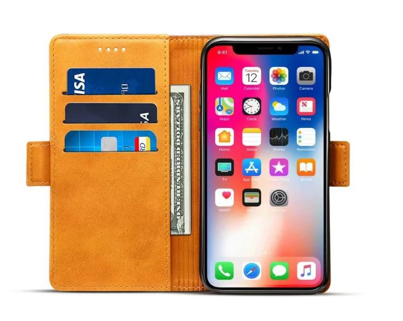 Флип Бумажник Ретро Чехол для iphone XS Max XR X 6 6s 7 8 плюс крышка магнитный штатив визитница для samsung Galaxy S9 S10 плюс S10E