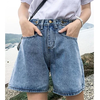 

New Korean version of high waist loose retro rolled jeans 2019 spring and summer fashion casual comfortable cotton shorts B242