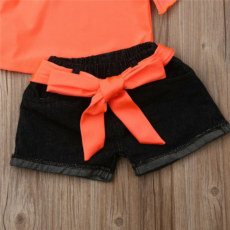 Комплект одежды для детей новинка 2019 топы с оборками и расклешенными рукавами