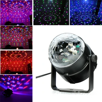 

3W RGB Mini Portable DJ Disco Ball Stage Lamp Sound Activated Laser Projector Car Decoration Music Control Light For Party KTV