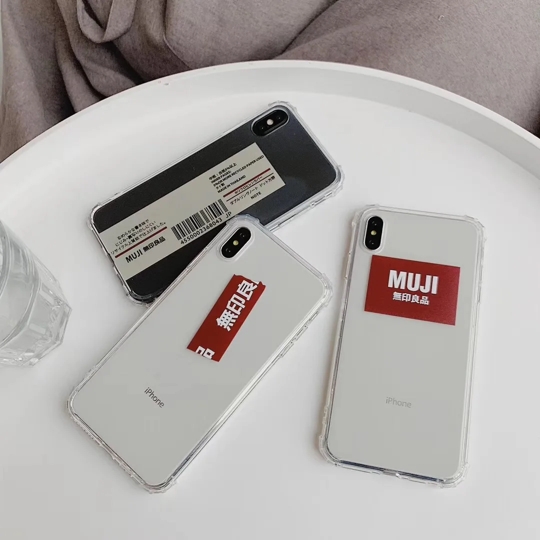 

Ins Newest Japan simple MUJI label brand Bar code phone case for iPhone 6 6s 7 8 Plus X XS XR XS Max clear soft tpu back cover