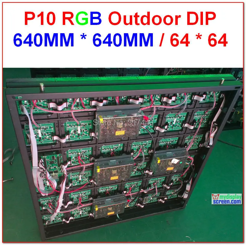 

p10 outdoor full color high clear 64cm * 64cm led cabinet, easy by transfer,wooden box package,10mm display screen outdoor led