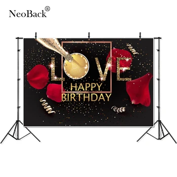 

NeoBack Vinyl Custom Rose Petal Theme Birthday Photo backgrounds Children Kids Photo Backdrops Party Welcome Board P4280