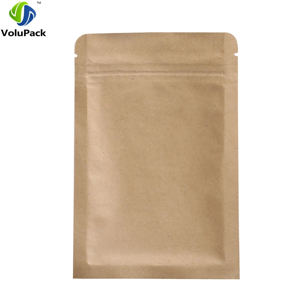 

10x15cm (4x6in) 100pcs Thick Reclosable Package Flat Tear Notch Brown Kraft Paper Storage Bags With Zipper Top