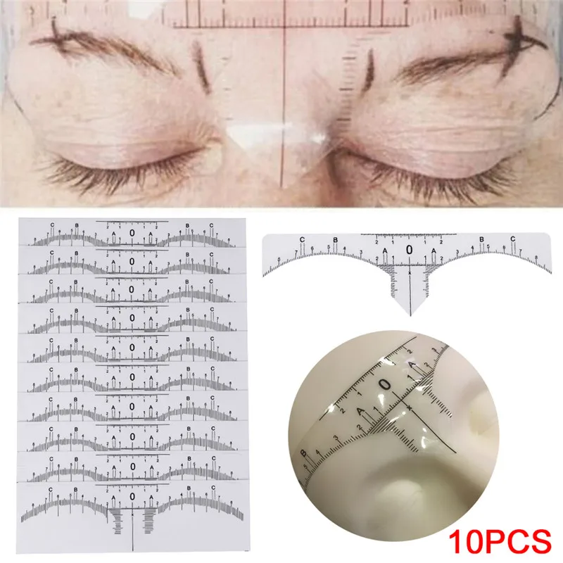10 шт./компл. многоразовые брови линейка для бровей, инструмент для измерения бровей направляющая линейка трафарет для микроблейдинга инструменты для макияжа
