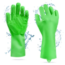 Волшебные силиконовые чистящие перчатки для мытья посуды кухонные бытовые резиновые губчатые перчатки с щеткой
