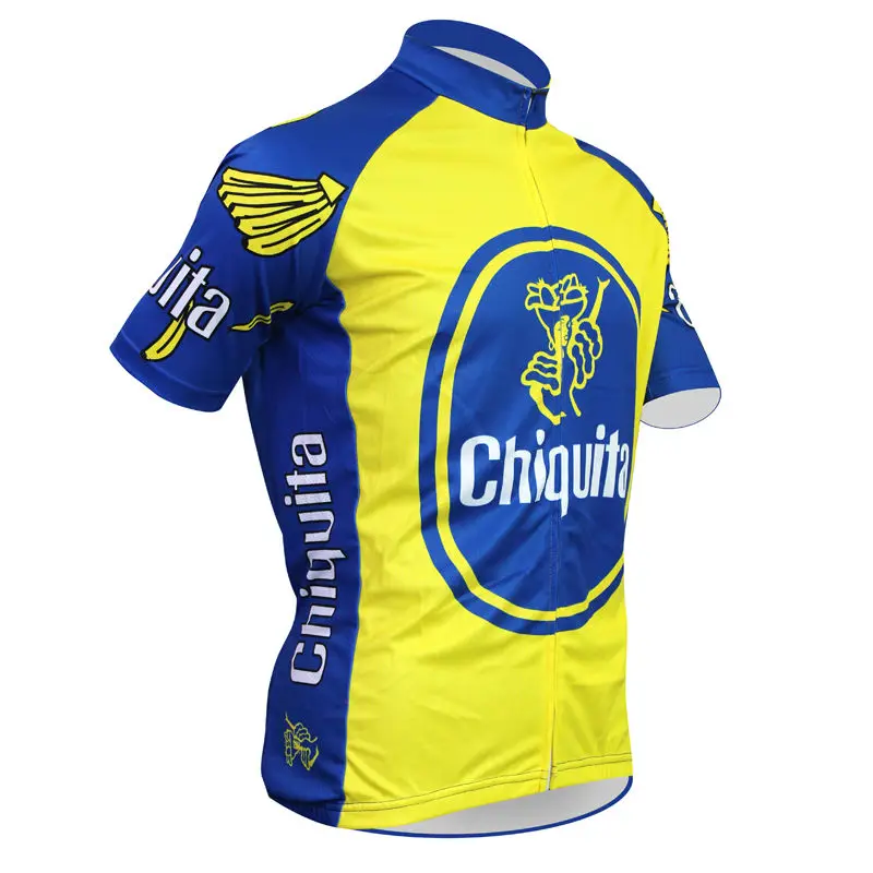 Roupa одежда для велоспорта ciclismo hombre Chiquita узор для мужчин лето рукав для верховой езды одежда желтый на молнии Велоспорт Джерси Siz