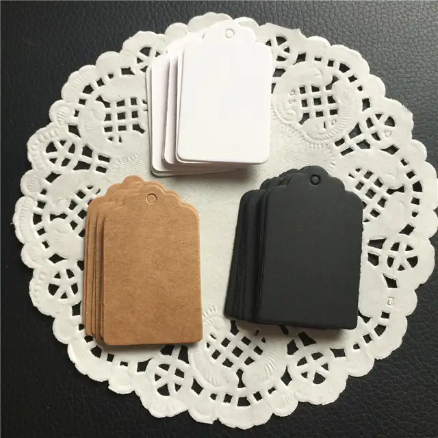 Us 189 5 Off100pcs Black White Brown Paper Tags Diy Gift Decorating Tag Scallop Festival Wedding Decoration Table Message Cards 53cm In Party Diy