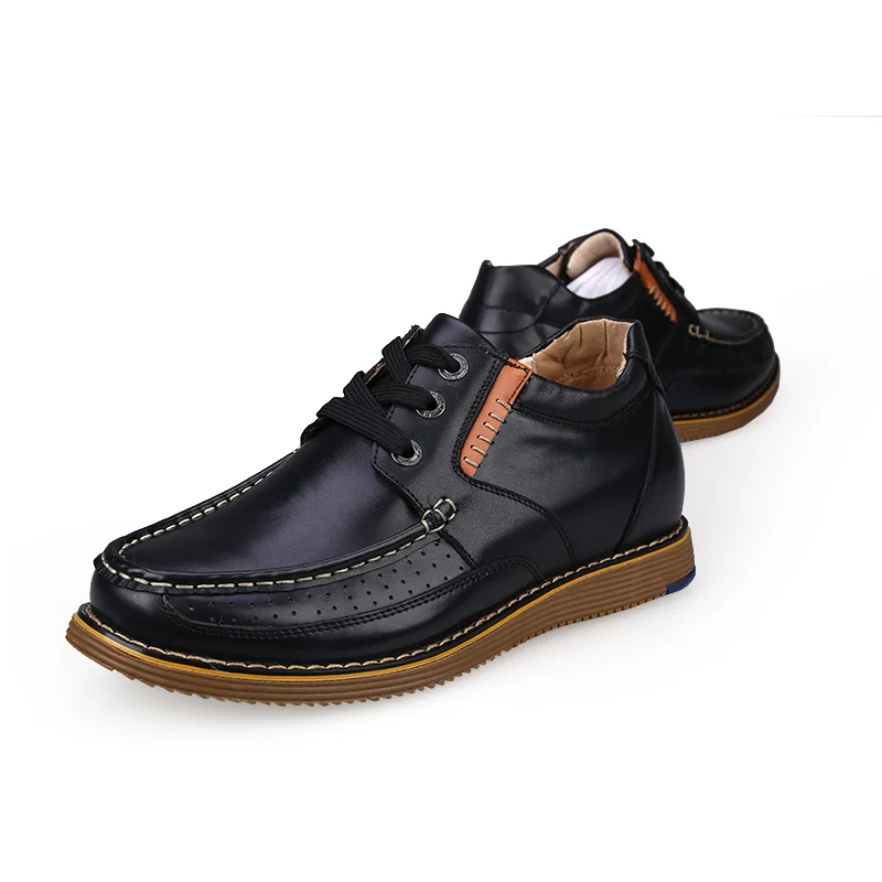 Распродажа; Повседневная обувь из натуральной кожи на плоской подошве; модные джинсы для мальчиков на высоком каблуке 6 см; цвет коричневый, черный; Sz37-43