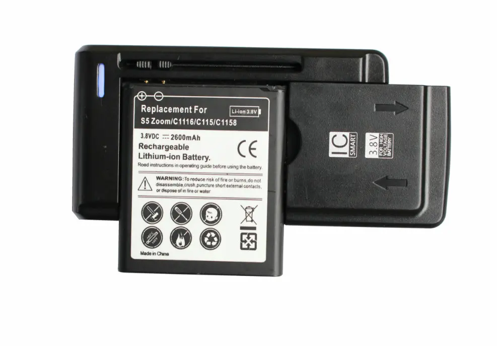 1x 2600mAh EB BC115BBC Replacement Battery + Universal