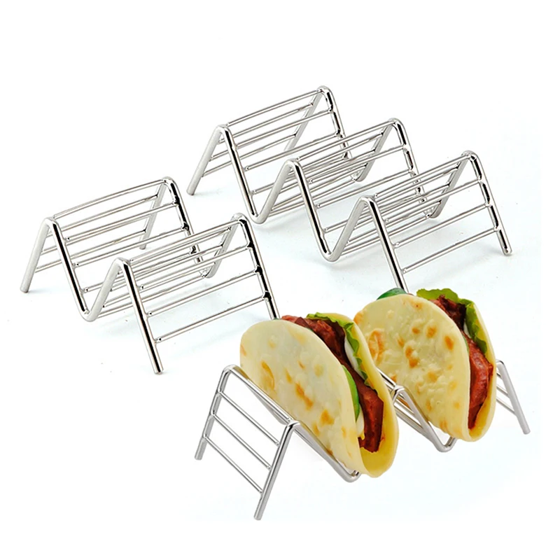 Нержавеющая сталь Taco держатель Мексиканская подставка для еды вмещает жесткие