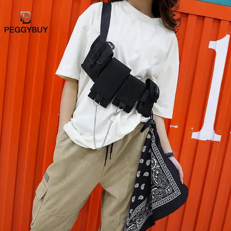 

Canvas Waist Pack Street Unisex Cellphone Bag Multi-packs Shoulder Waist Fanny Belt Bags Chest Bags Hip-hop Bags