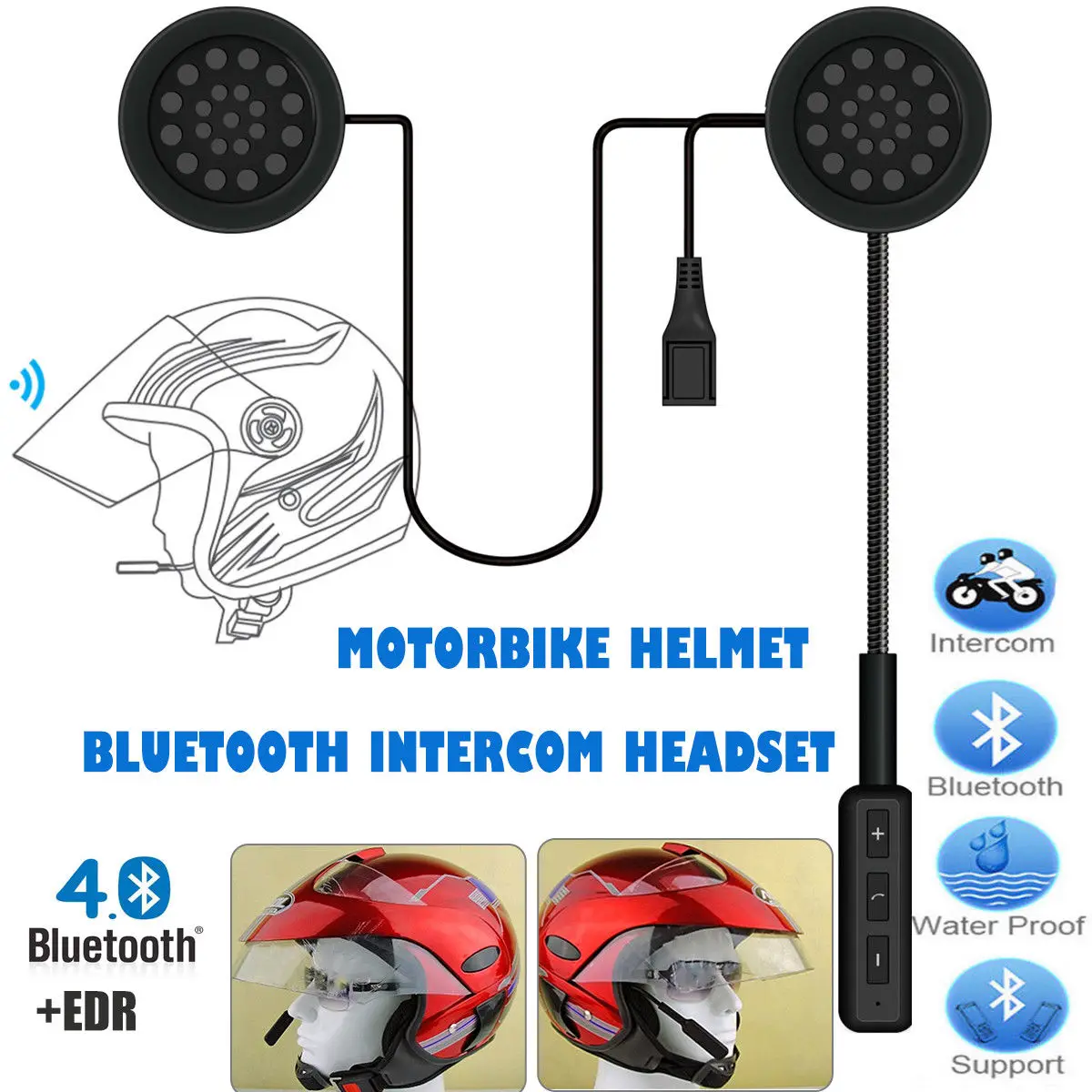 Мотоциклетный шлем громкой связи Bluetooth шлем домофон колонки для мотоциклов гарнитура Музыка