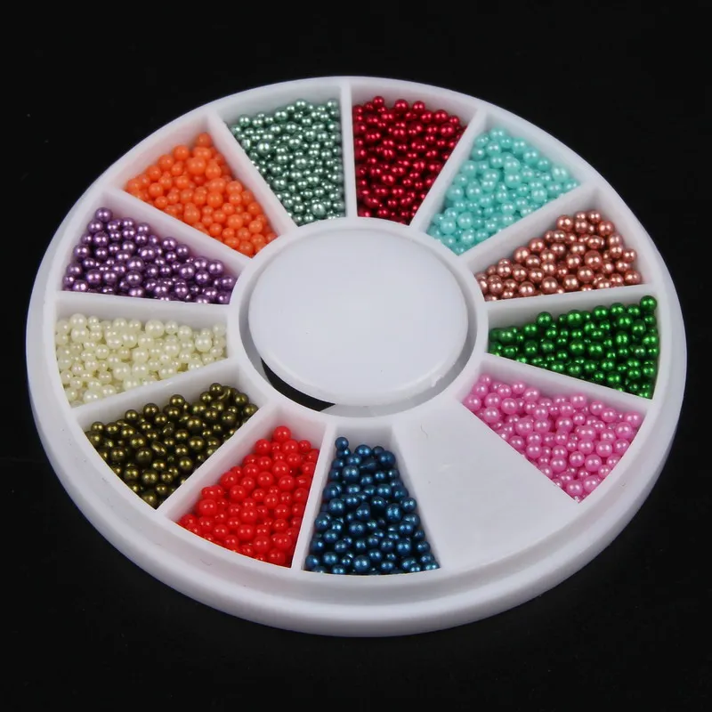 

1-1.5mm 12 Colors Nail Beads Wheel 3D Glass Nail Accessories Decoration Nail Caviar Beads Women Beauty Salon Nail Supply WY664