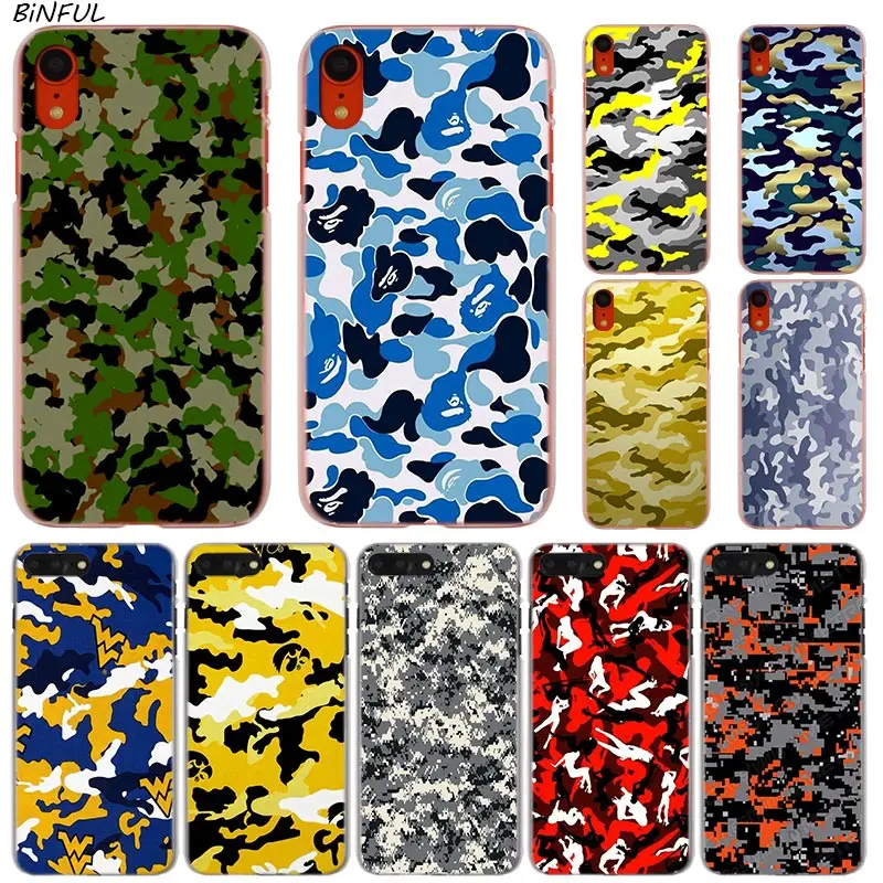 

Army Camo Camouflage Hot Fashion Transparent Hard Phone Cover Case for iPhone X XS Max XR 8 7 6 6s Plus 5 SE 5C 4 4S