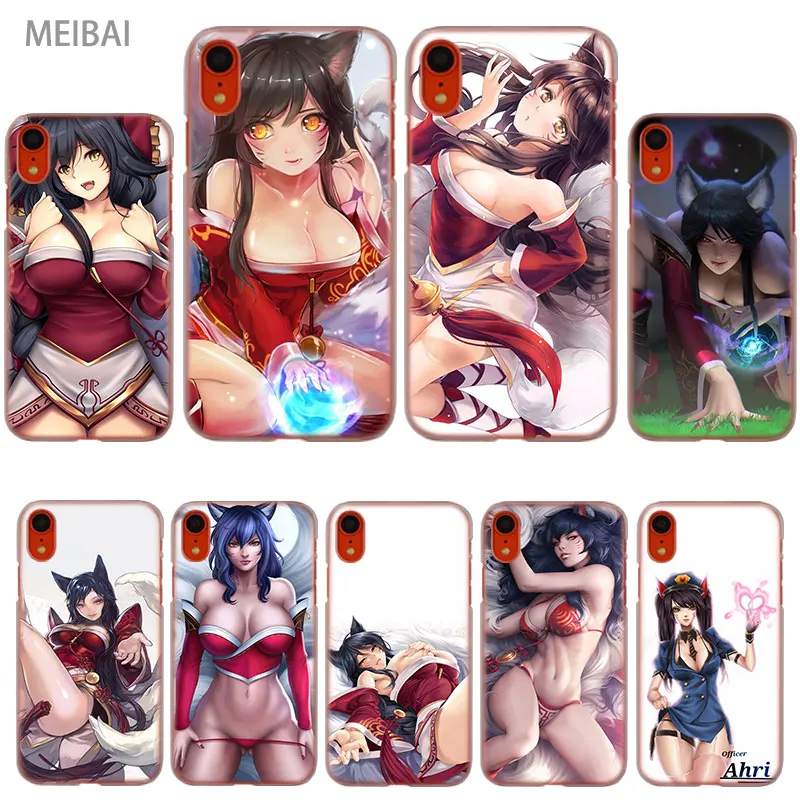 

MEIBAI fox girl Ahri transparent hard case for iphone X 6 6s 8 plus 7 plus X XR XS 5 SE 4 Xsmax 6s plus iphone 7 case