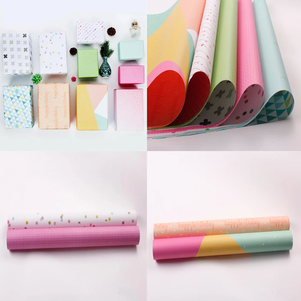 6 Sheets Mixed Style Gift Wrapping Package Paper Craft Projects Decor Craft Paper Party Scrapbooking Decorations 70 x 50 cm
