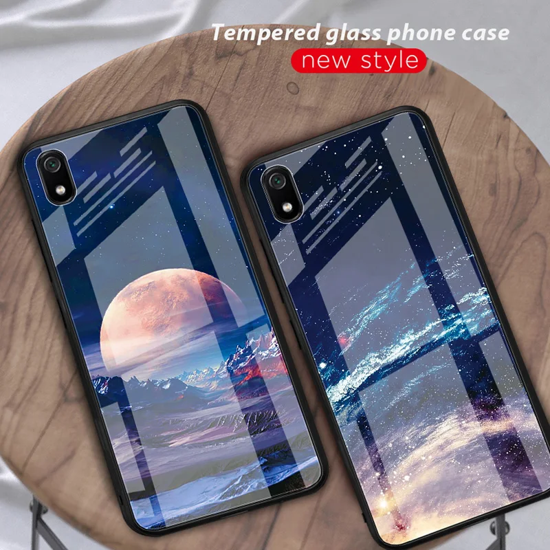 

GerTong Printing Cartoon Glass Phone Case For Xiaomi Redmi Note 7 6 5 Global Hard PC Cover on Redmi K20 pro 7 7A 6 Fundas Shell