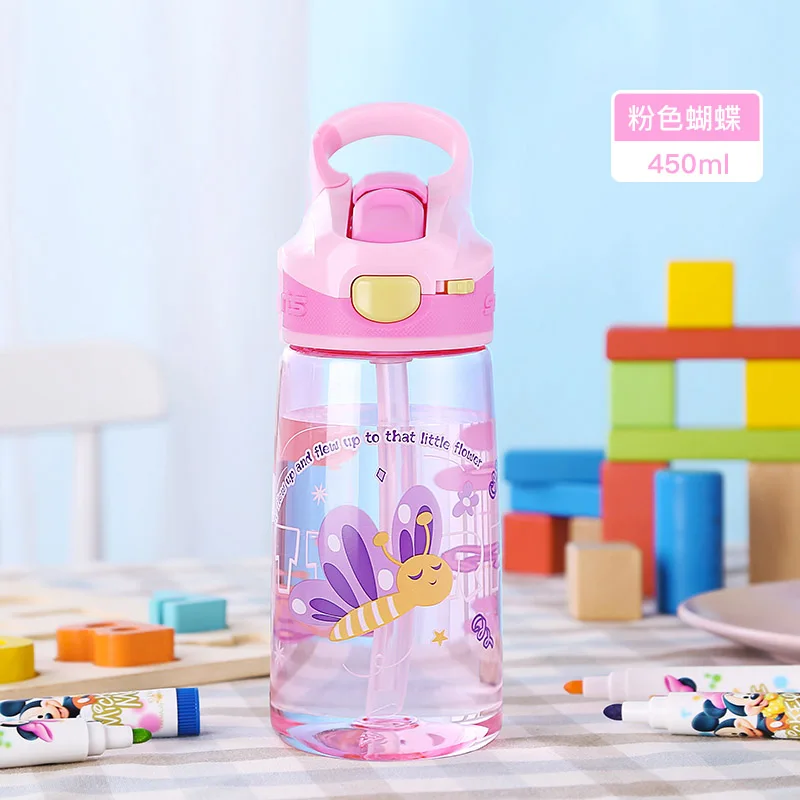 pink A 750 мл пластиковые бутылки для воды Tritan спортивный чайник для детей с ручкой с бутылки с соломинками портативный - Цвет: pink A
