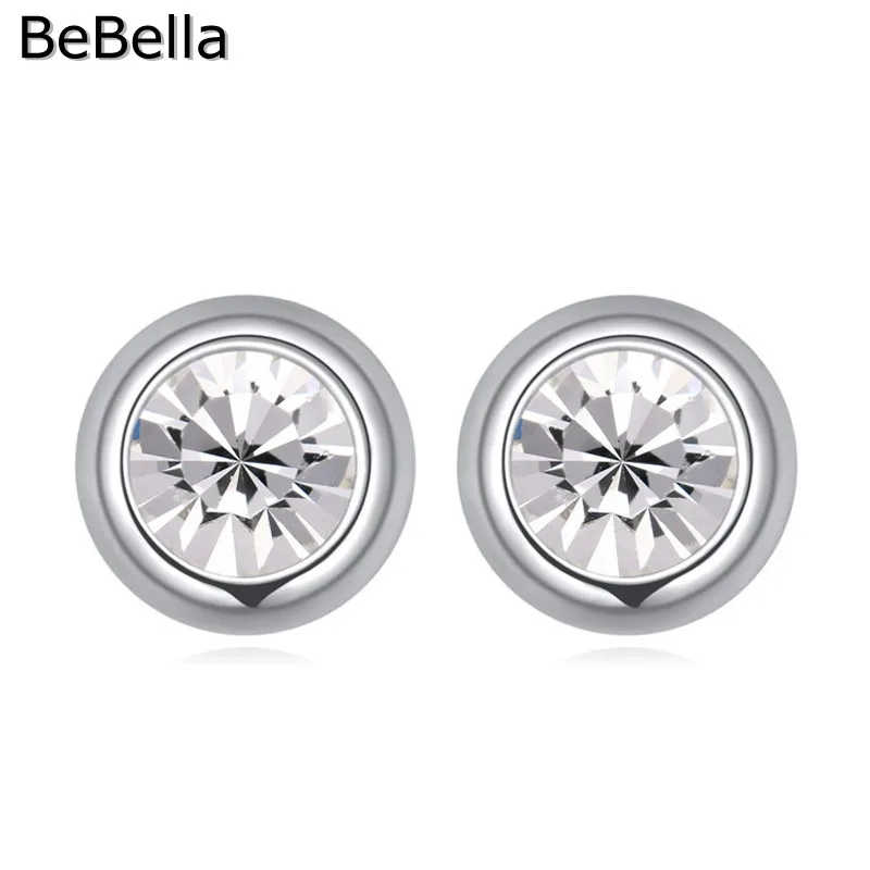 

BeBella 0.5cm mini round crystal stud earrings original Czech crystals fashion jewelry for women girls kid Christmas gift 2018