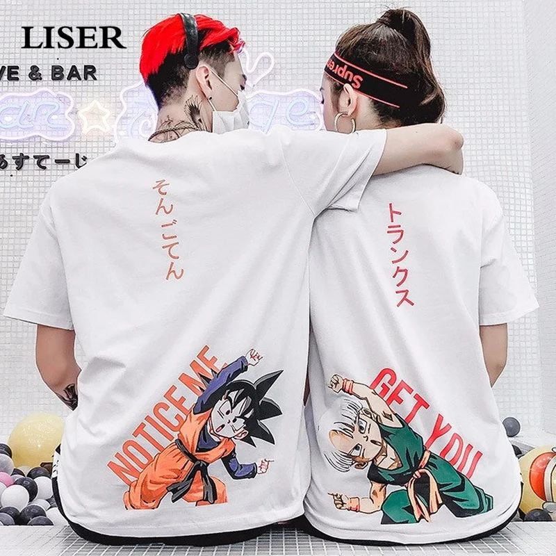 

LISER T Shirt Men 2019 Summer Oversized Loose Couple T Shirt Women Casual Print Cotton Tops Tees Streetwear Harajuku Tshirts