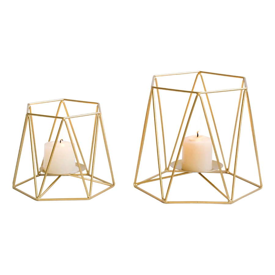 

Nordic Geometric Candle Holder Iron Gold Romantic Candle Holders Centerpieces Mumluk Candle Holders Wedding Decorations 50ch031