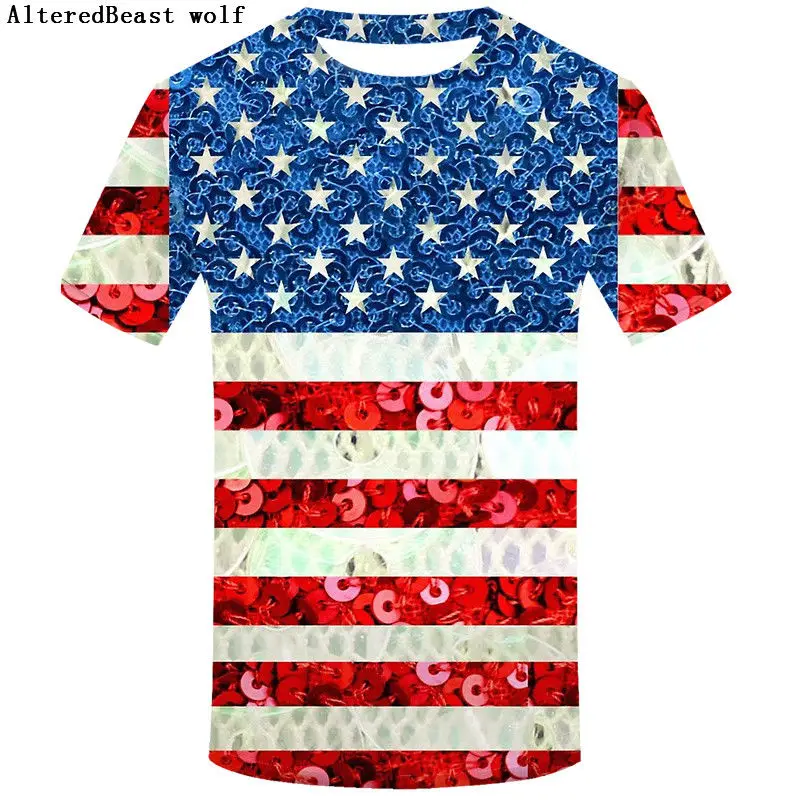 USA Flag T shirt Men 3d Tshirt Print Striped American Flag Men T Shirt