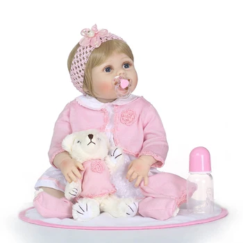 

Nicery 22inch 55cm Bebe Reborn Doll Hard Silicone Boy Girl Toy Reborn Baby Doll Gift for Child Pink Sweater Coat