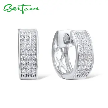 

SANTUZZA Silver Earrings For Women 925 Sterling Silver White Cubic Zirconia Earrings Jewelry High Quality Fine Jewelry