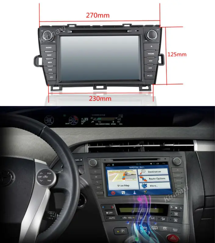 Best Kirinavi android 7.1 quad core HD1024*600 car audio gps navigation for toyota prius 2009-2015 car dvd player wifi 3g playstore 4