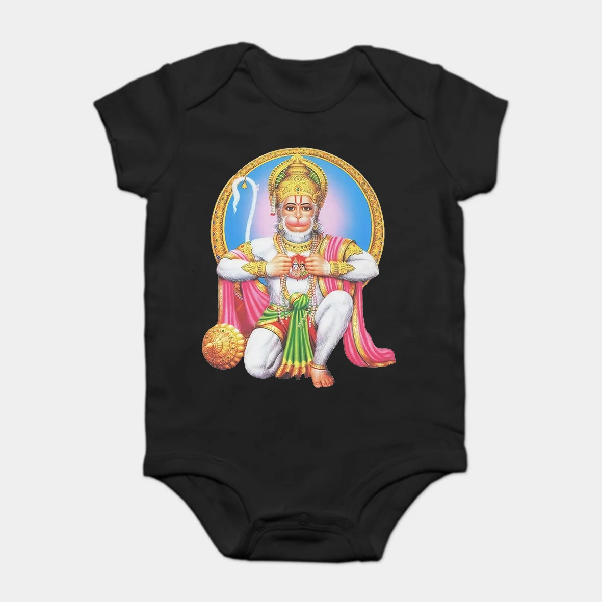 

Baby Onesie Baby Bodysuits kid t shirt Hanuman Hindu Vedic Mythology God Meditation Spiritual Yoga Iskcon